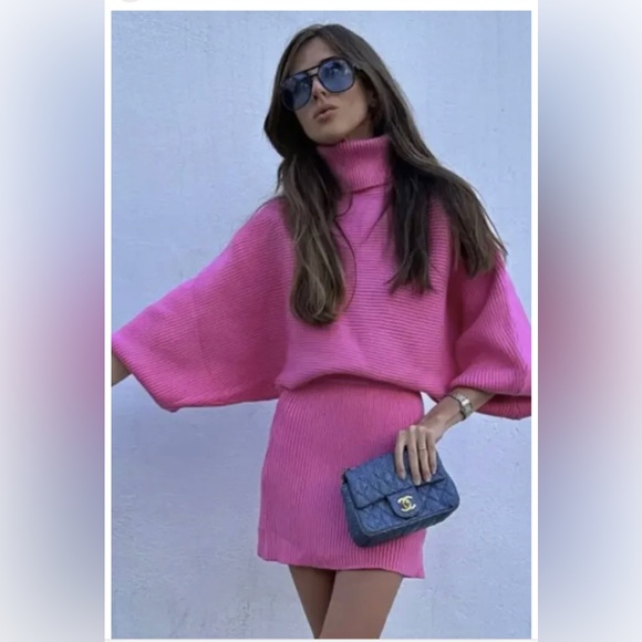 🦋 Bloggers Favorite 🦋 NEW ZARA PINK HIGH NECK KNIT SWEATER SZ M REF. 5536/123 - Picture 9 of 13